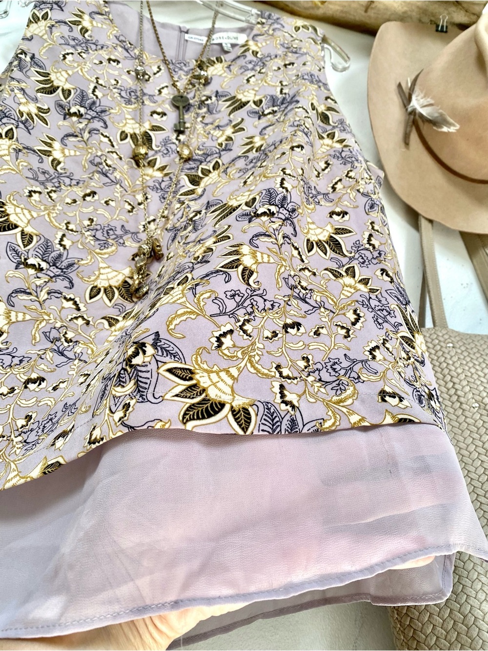 Lavender boho enchanting floral blouse w Gypsy folk botanical prairie vibe